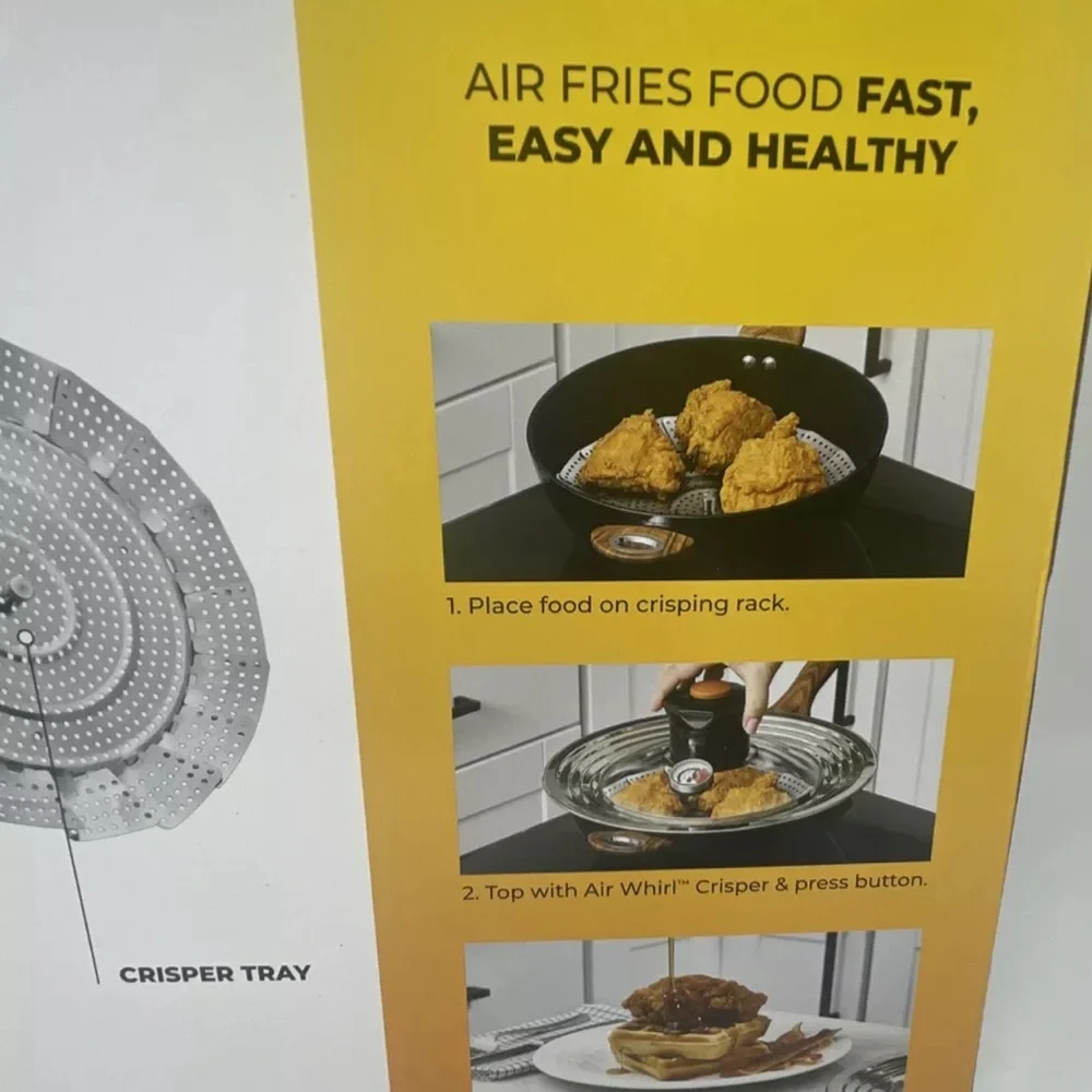 Air Whirl Crisper Lid Stainless Steel And Tempered Glass Air Fry Bake Lid